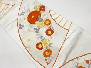 リサイクル　扇に菊模様織出し袋帯